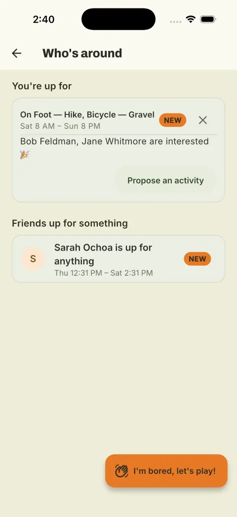 A notification that two friends are interested.